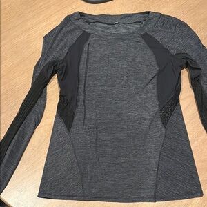 Gray and Black Women's Long Sleeve Top